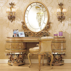 Ensemble de chambre à coucher de luxe français, style antique européen, taille King Size, personnalisable, en acajou massif sculpté à la main, mobilier de maison - Product Image 4