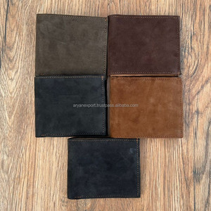 Nueva Cartera de cuero de ante marrón hecha a mano para hombre, tarjetero minimalista de lujo, carteras clásicas plegables con bloqueo RFID personalizado - Product Image 5