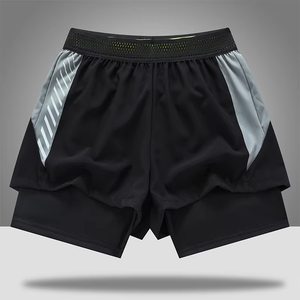 Pantalones Cortos Deportivos para Hombre, de Poliéster y Elastano, Compresión, Secado Rápido, con Forro, para Entrenamiento y Running, 2 en 1 - Product Image 3