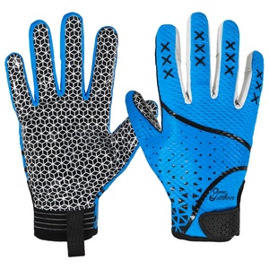 Guantes de fútbol americano unisex en blanco y negro – Cuero de primera calidad con diseño antideslizante de silicona - Product Image 1