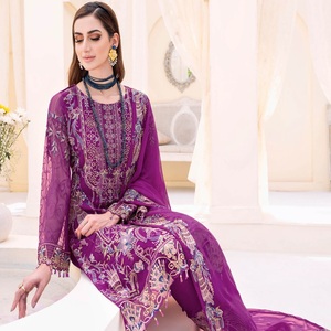 Ramsha Vol 23 Chiffon Designer Salwar Kameez indien traditionnel pakistanais pour femmes, tenue de fête, designs ethniques modernes et élégants - Product Image 4