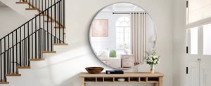 Miroir circulaire moderne surdimensionné, grand, avec cadre en métal, mural, fait main, contemporain, pour hôtel, salle de bain, salon, chambre REHMAN - Product Image 6