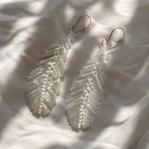 Handmade Fairy Style Beaded Hoop Earrings with Swan Feather Tassel Luxury <b>Braided</b> <b>Long</b> Earrings for Women's Wedding Jewelry Gif - Product Image 5
