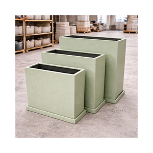 Ensemble de jardinières minimalistes en fibre de verre, à plusieurs niveaux, rectangulaires, pour jardin extérieur, patio, décoration moderne, prêt à être expédié - Product Image 1