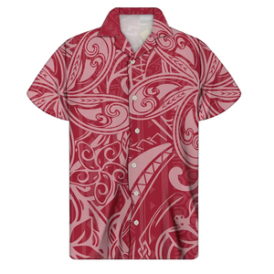 Men's Short Sleeve Hawaiian <b>Shirt</b> Tonga Coat Arms Front Logo Casual Loose Fit Breathable 100% Cotton - Product Image 5