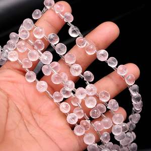 Perles de quartz rose naturel facettées en forme d'oignon 7-9 mm, perles de quartz rose facettées en forme de goutte d'eau, perles briolette pour la création de bijoux 8 pouces - Product Image 5