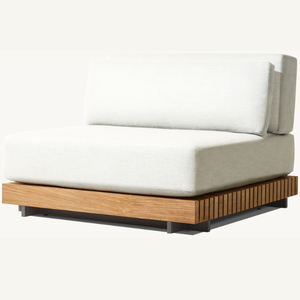 Fauteuil confortable en teck au design moderne, idéal pour l'intérieur ou l'extérieur, équipé d'un rembourrage en mousse souple. - Product Image 2