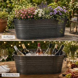 Bac ovale en fer galvanisé de 16 gallons, noir - Product Image 6