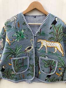 Vestes matelassées pour femmes à imprimé jungle, style bohème, boutonnées, faites à la main, cadeaux de fêtes - Product Image 2