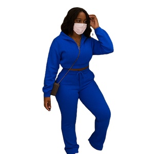 Ensemble de survêtement pour femme, style streetwear, deux pièces, uni, sexy, pour l'hiver, personnalisé, sweat-shirt court à demi-zip, taille plus, cordon de serrage, haute élasticité - Product Image 4