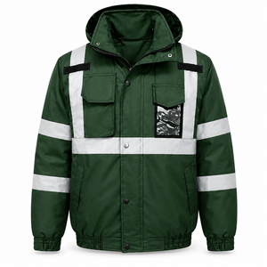 Chaqueta de Trabajo de Poliéster Reflectante de Alta Visibilidad Directo de Fábrica, Uniforme de Seguridad con Capucha, Bolsillo Transparente para Identificación, Cintura Elástica, Multibolsillos - Product Image 2