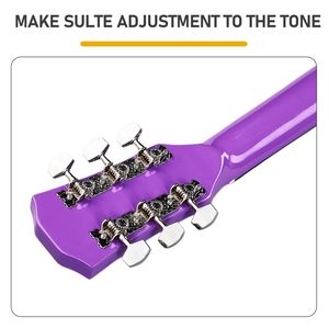 Guitarra Acústica Morada de 41 Pulgadas con Cutaway en Forma de Barril, Cuerdas, Capo, Funda, Afinador, Llave de Afinación y Herramienta - Acero Pintado - Product Image 6