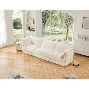 Divano Moderno a 3 Posti con Rivestimento, Braccioli Comodi e Molteplici Cuscini Morbidi, Seduta Profonda e Flessibile per Soggiorno - Product Image 4