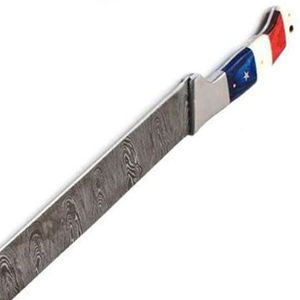 Couteau à filet en acier Damas fait main sur mesure OEM, lame droite à bord plat, manche style drapeau du Texas pour la pêche - Product Image 4