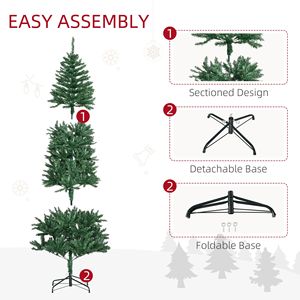 Albero di Natale Artificiale Verde a Forma di Abete Sottile, 2,13 m di Altezza, 865 Rami Realistici, Senza Luci - Product Image 4