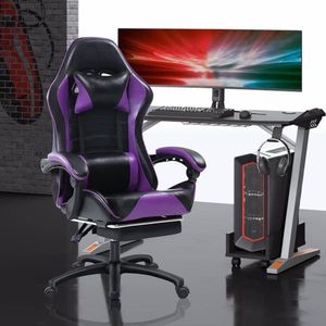 Sedia da gioco ergonomica in pelle sintetica poggiapiedi reclinabile per Gamer sedia da ufficio comodo per Computer supporto lombare per gioco pesante - Product Image 1