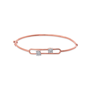 Luxury Rose Gold Open Link Diamond <b>Bracelet</b> for Women | Minimalist Geometric <b>Bangle</b> <b>Bracelet</b> | 18K Gold Plated Fine Jewelry | El - Product Image 2