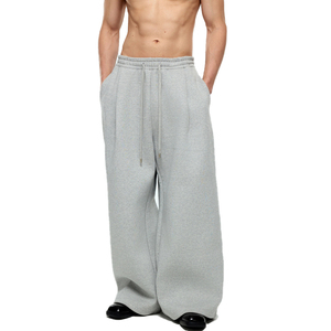 Pantalon de survêtement pour homme, coupe oversize, jambe extrêmement large, blanc cassé crème, en molleton épais, très ample, vente en gros - Product Image 4