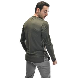 Camiseta Deportiva de Manga Larga para Hombre, Color Verde Oliva, Cuello Redondo, Ligera, Texturizada, para Entrenamiento, Deporte, Casual - Product Image 6
