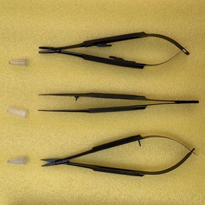 Porte-aiguilles, ciseaux et pinces Castroviejo 3TC noirs 18 cm – Kit d'instruments de microchirurgie dentaire Tegra CE - Product Image 3