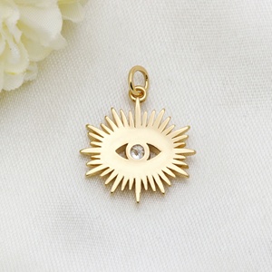 Pendentifs breloques vintage œil de diable soleil en argent sterling 925 plaqué or avec zircon pour femmes, accessoires de fabrication de bijoux DIY - Product Image 4