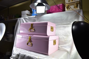 Pink Metal Trunk Lockable <b>Memory</b> <b>Box</b> Custom Name Embroidery Storage Chest for Baby Toy Organizer - Product Image 2