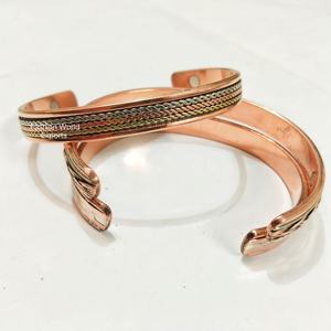 Bracelet magnétique en cuivre unisexe de qualité supérieure Design tactile en laiton classique pour l'arthrite Soulagement du canal carpien Manchette de mode d'énergie quotidienne - Product Image 5