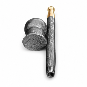 Jexmoo Pipa de Fumar de Acero de Damasco de Lujo Hecha a Mano, Reutilizable, con Funda de Cuero, Regalo para Papá, Esposo, Novio - Product Image 6