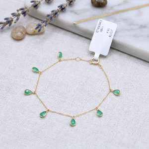 New Arrival IGI Certified Geometric 18K Yellow Gold Natural Emerald Gemstone Chain Bracelet Handmade Jewelry Women <b>Gift</b> - Product Image 6