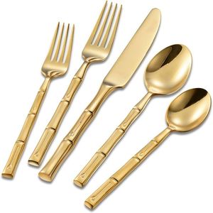 Ensemble de couverts professionnels modernes en acier inoxydable - Légers, poli miroir, compatibles lave-vaisselle pour hôtels, mariages, repas à domicile - Product Image 1