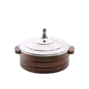 Wood and Stainless Steel Hot Pot Creative Design Chapati <b>Holder</b> Tortilla Box With Mother of Pearl Design Metal Food Warmer - Product Image 1