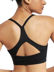 Triangle Cutout Sports Bra Women Scoop <b>Neck</b> Crop Top Wireless <b>Padded</b> Gym Workout Fitness Activewear Racerback Bralette Blanks - Product Image 5