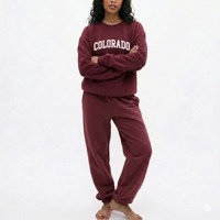 Ensemble sweat-shirt et pantalon de jogging en molleton Kentucky pour femme, col rond, manches longues, coupe classique, décontracté, uni, écologique, toutes saisons, bleu