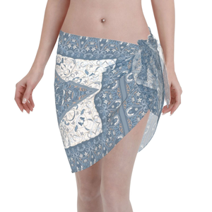 Tropical Foliage Print Wrap Skirt Women's Beach Sarong Polyester Cotton Blend <b>Medium</b> Weight Woven Fashion Apparel - Product Image 3