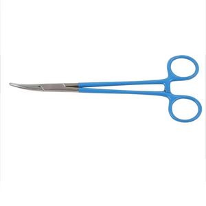 Pinzas Hemostáticas Curvas de Acero Inoxidable, Pinzas Quirúrgicas Kelly para Arterias, Instrumento Médico con Recubrimiento Azul - Product Image 2