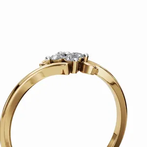 Elegant Design Fourfold Lab Grown <b>Diamond</b> <b>Ring</b> in 18K Yellow Gold 4 Pieces Round Cut Luxury Style IGI Certified Women's - Product Image 2