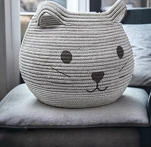 Cheapest Price Cartoon Cat Shape Rattan <b>Storage</b> <b>Basket</b> Round Cotton Rope Woven <b>Basket</b> for Living Room Kids <b>Storage</b> - Product Image 1