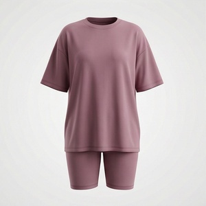 Women's 2 Piece <b>Knitted</b> <b>Set</b> Solid Color Crew Neck Short Sleeve T Shirt and Above Knee Shorts Loose Fit Casual Spring Summer Wear - Product Image 1