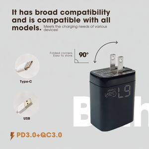อะแดปเตอร์ชาร์จเร็วขนาดกะทัดรัด 67W PD สำหรับโทรศัพท์มือถือ ช่องเสียบ Type-C 2 ช่อง และ USB 1 ช่อง - Product Image 2