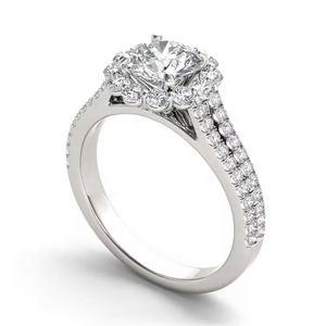 Bague de fiançailles ronde en diamant taillé brillant pour homme 0.50 ct, or blanc 14 carats, certifiée IGI, excellente coupe - Product Image 2