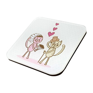 สติกเกอร์แม่เหล็กติดตู้เย็นอะคริลิคสีขาวรูปแมวคู่แมว - Product Image 3