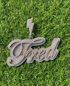 Colgante de Lujo Personalizado con Nombre en Letra Cursiva, Chapado en Oro, con Moissanita, para Mujer, Estilo Hip Hop, Plata de Ley 925 - Product Image 6