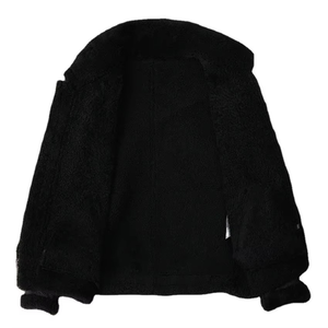 Veste en cuir noire élégante pour homme avec fermeture éclair sur le devant et panneaux côtelés sur les manches - Product Image 2