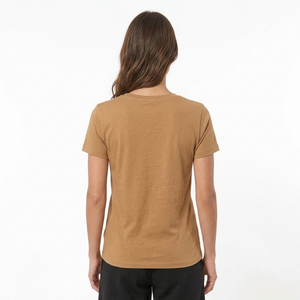 T-shirts en coton uni de haute qualité pour femmes, vente en gros, impression personnalisée, manches courtes, col en V, pour dames - Product Image 2