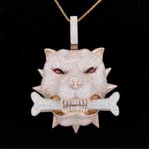Promotion : Pendentif Panthère en Argent 925 avec Diamant Moissanite, Breloque Tête d'Animal 3D Givrée, Plaqué Or, Bijoux Hip Hop pour Hommes et Femmes, Idéal Soirées, Certifié IGI - Product Image 1