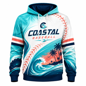 Sweat à capuche de baseball Coastal pour homme, pull-over imprimé par sublimation, polyester respirant, vêtements de sport, design unisexe adulte - Product Image 1