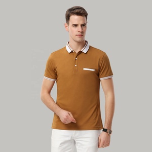 Alta calidad 200gsm 100% poliéster esencial rayas Golf camisa cuello empalmado bolsillo botón Polo para hombres logotipo personalizado bordado - Product Image 5