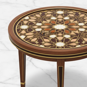 Traditional Brown Meena Wooden <b>Stool</b> – Handcrafted <b>Round</b> Decorative Tripod Accent <b>Stool</b> - Product Image 3