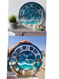 Horloge murale décorative de luxe en résine époxy et quartz, motif Art Déco, style antique, pour salon, chambre et bureau - Product Image 4