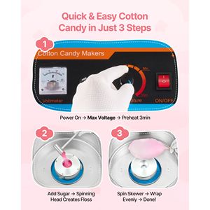 Commercial Electric Cotton <b>Candy</b> <b>Machine</b> 1000W Floss Maker with Stainless Steel Bowl 220V New Condition - Product Image 3